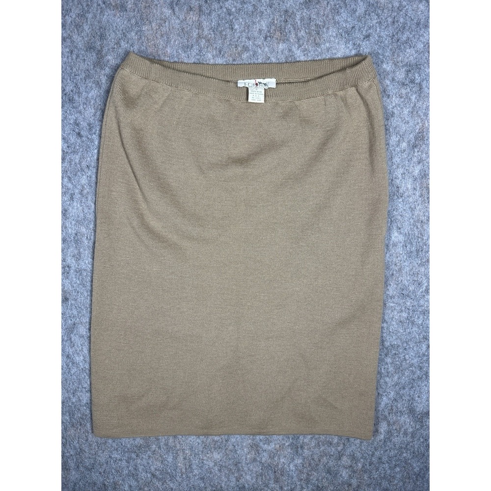 J.Crew Outfitters 100% Wool Knit Pencil Skirt Tan Beige Women's Small Vintage
